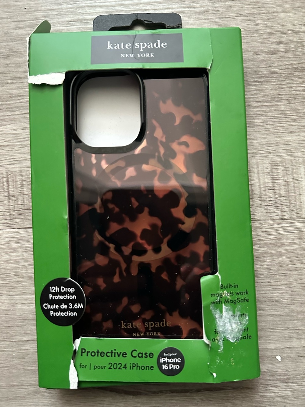 kate spade iPhone 16 Pro Protective Case with MagSafe Tortoise Animal Print